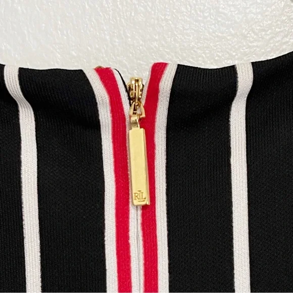 NWT Ralph Lauren Striped Wide-Leg Jumpsuit Black Red White Gold Hardware Size XL - Picture 6 of 10